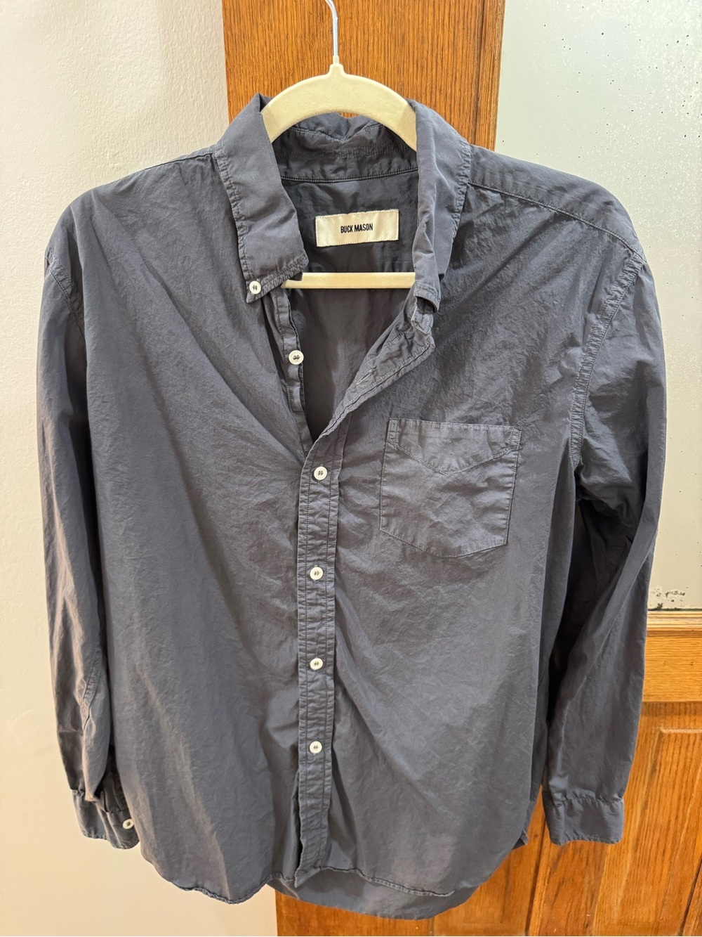 Buck Mason Button-Down Shirt in Navy Blue